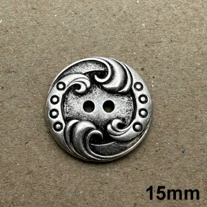 2 Hole Waves Metal Button