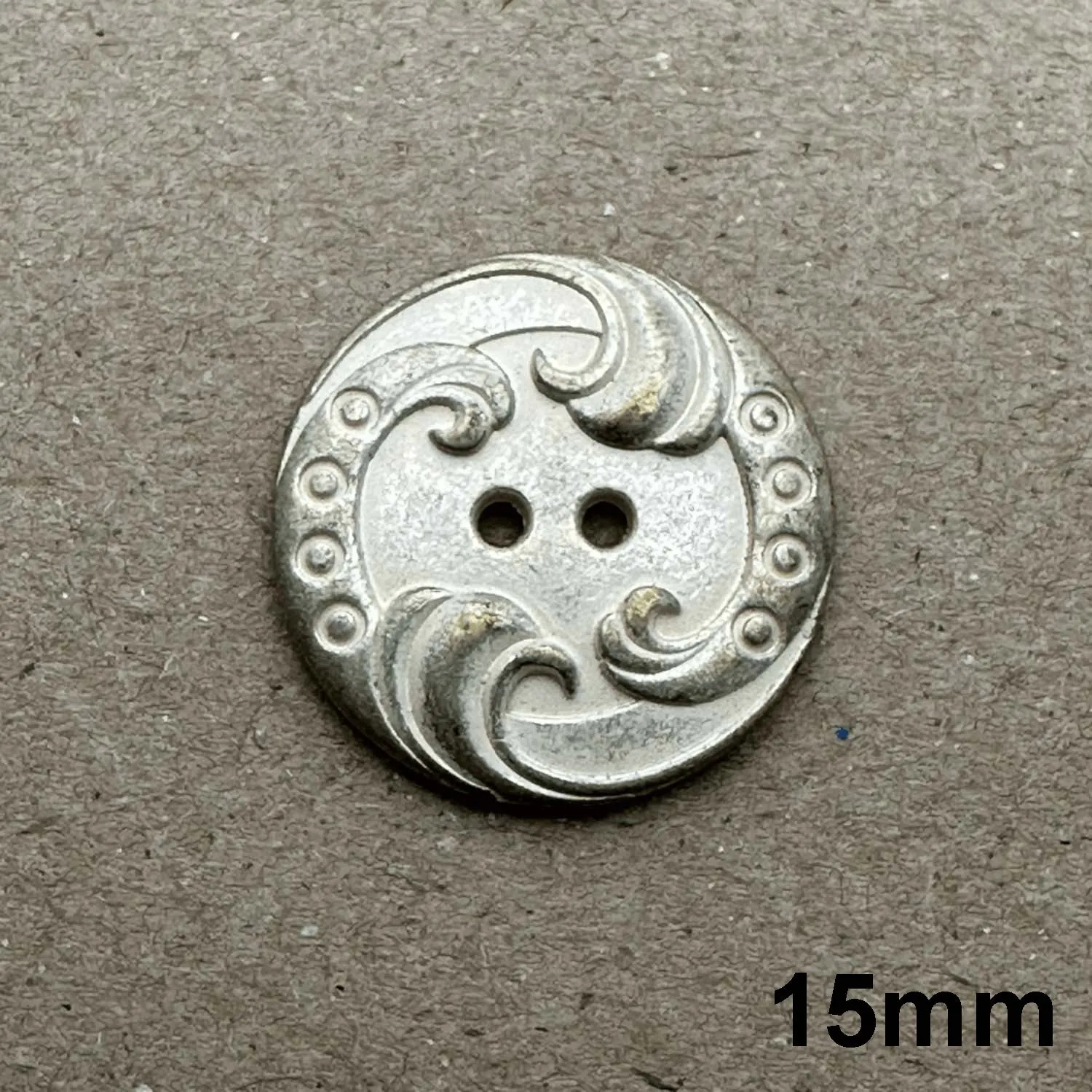 2 Hole Waves Metal Button