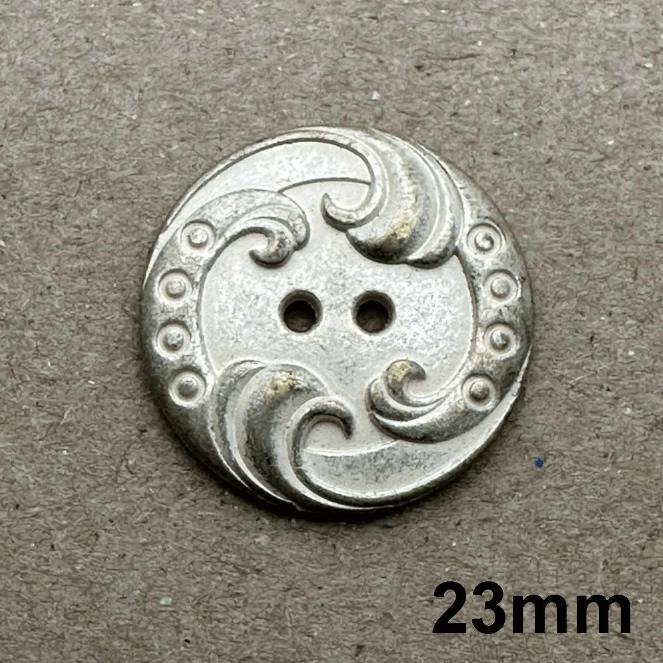 2 Hole Waves Metal Button