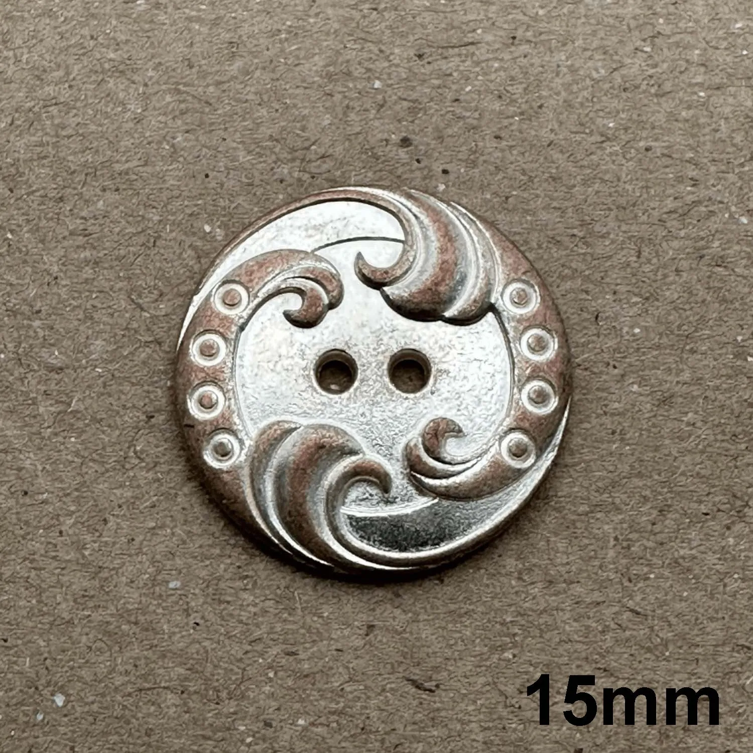 2 Hole Waves Metal Button