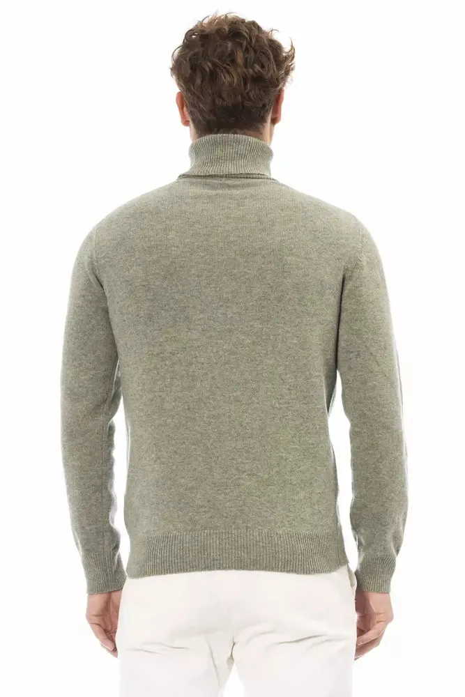 Alpha Studio Green Wool Men Sweater