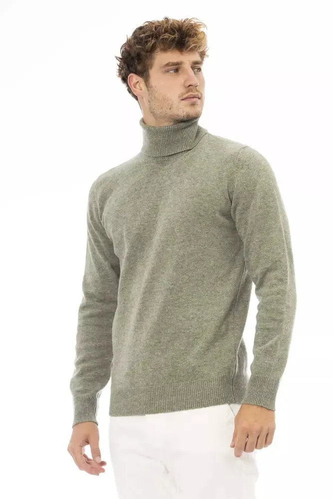 Alpha Studio Green Wool Men Sweater