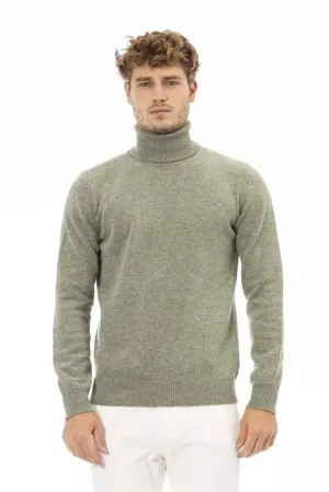 Alpha Studio Green Wool Men Sweater