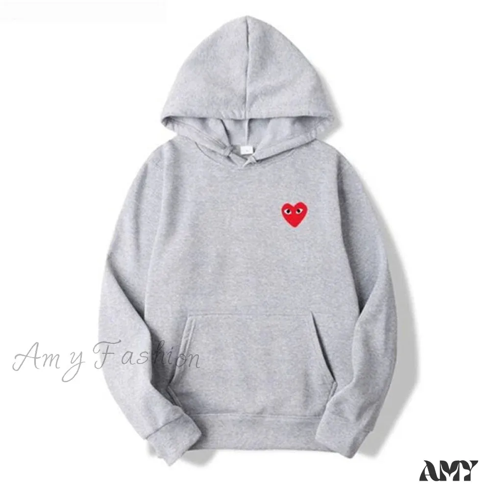 Amy Fashion - Cotton Heart-Eye Printed Fall/Winter Casual Hoodies