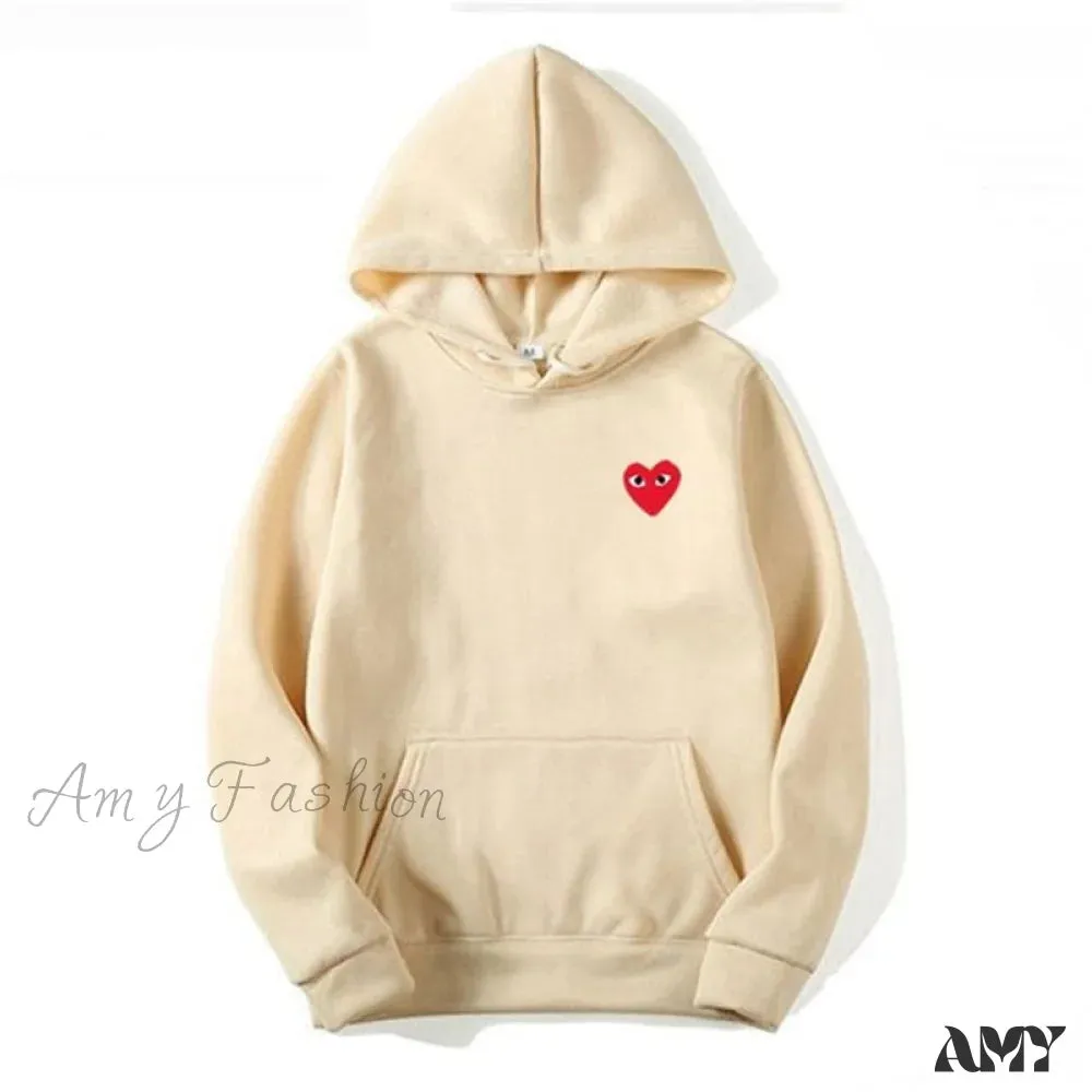 Amy Fashion - Cotton Heart-Eye Printed Fall/Winter Casual Hoodies