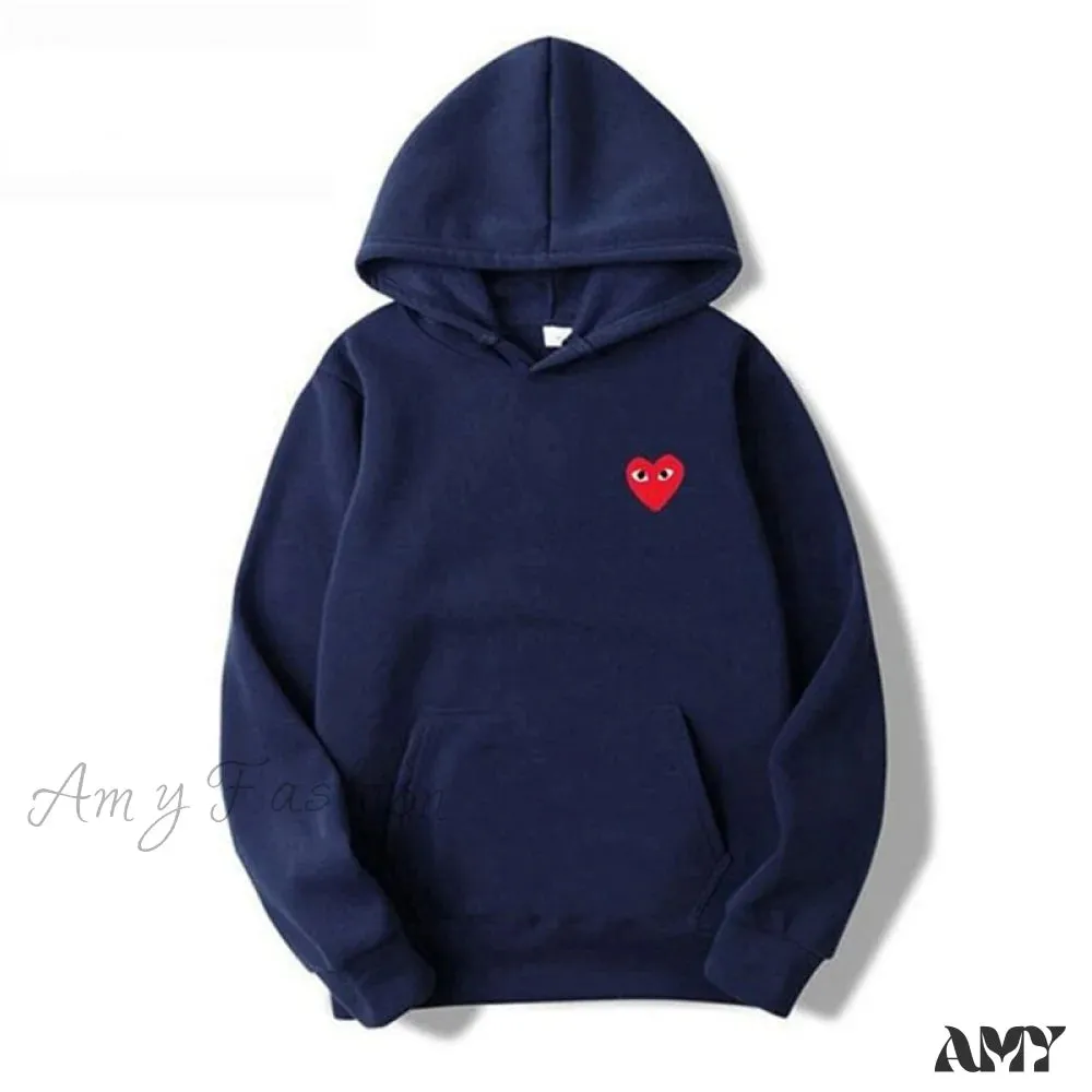 Amy Fashion - Cotton Heart-Eye Printed Fall/Winter Casual Hoodies