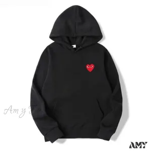 Amy Fashion - Cotton Heart-Eye Printed Fall/Winter Casual Hoodies