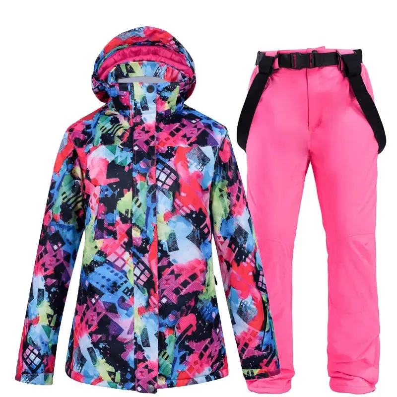 ARCTIC QUEEN Thick Waterproof Ski Snowboard Jacket and Pants Set