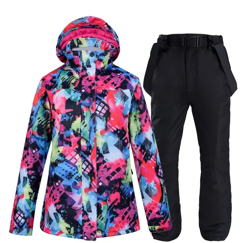 ARCTIC QUEEN Thick Waterproof Ski Snowboard Jacket and Pants Set