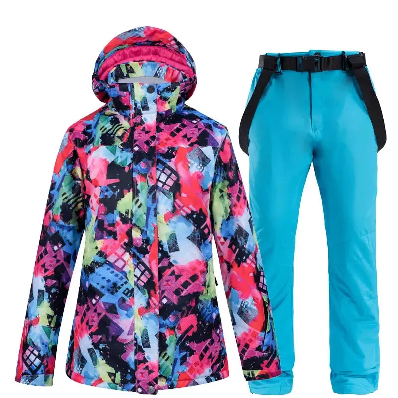 ARCTIC QUEEN Thick Waterproof Ski Snowboard Jacket and Pants Set