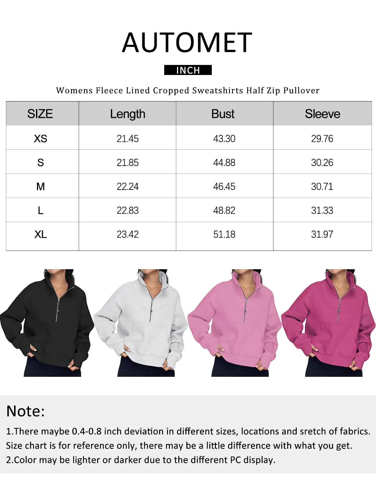 AUTOMET Fall Outfits For Women 2024 Sweatshirts Half Zip Pullover Cropped Tops Quarter Zipper Oversized Hoodies Fashion Sweaters Coffeegrey S