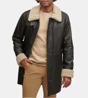 Aviator Men's Brown Shearling Fur Leather Coat