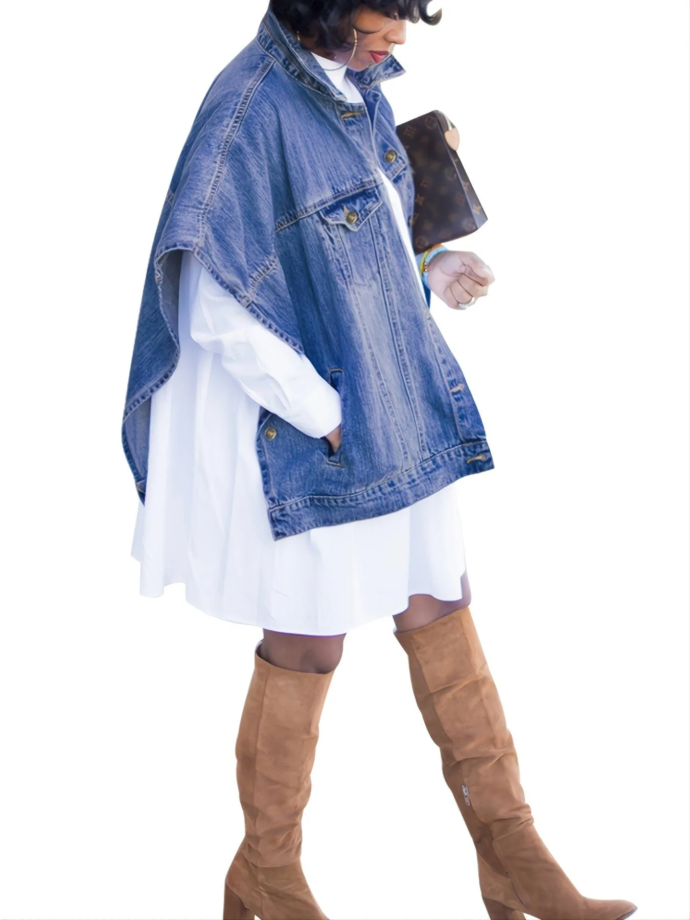 Button-Down Denim Cape