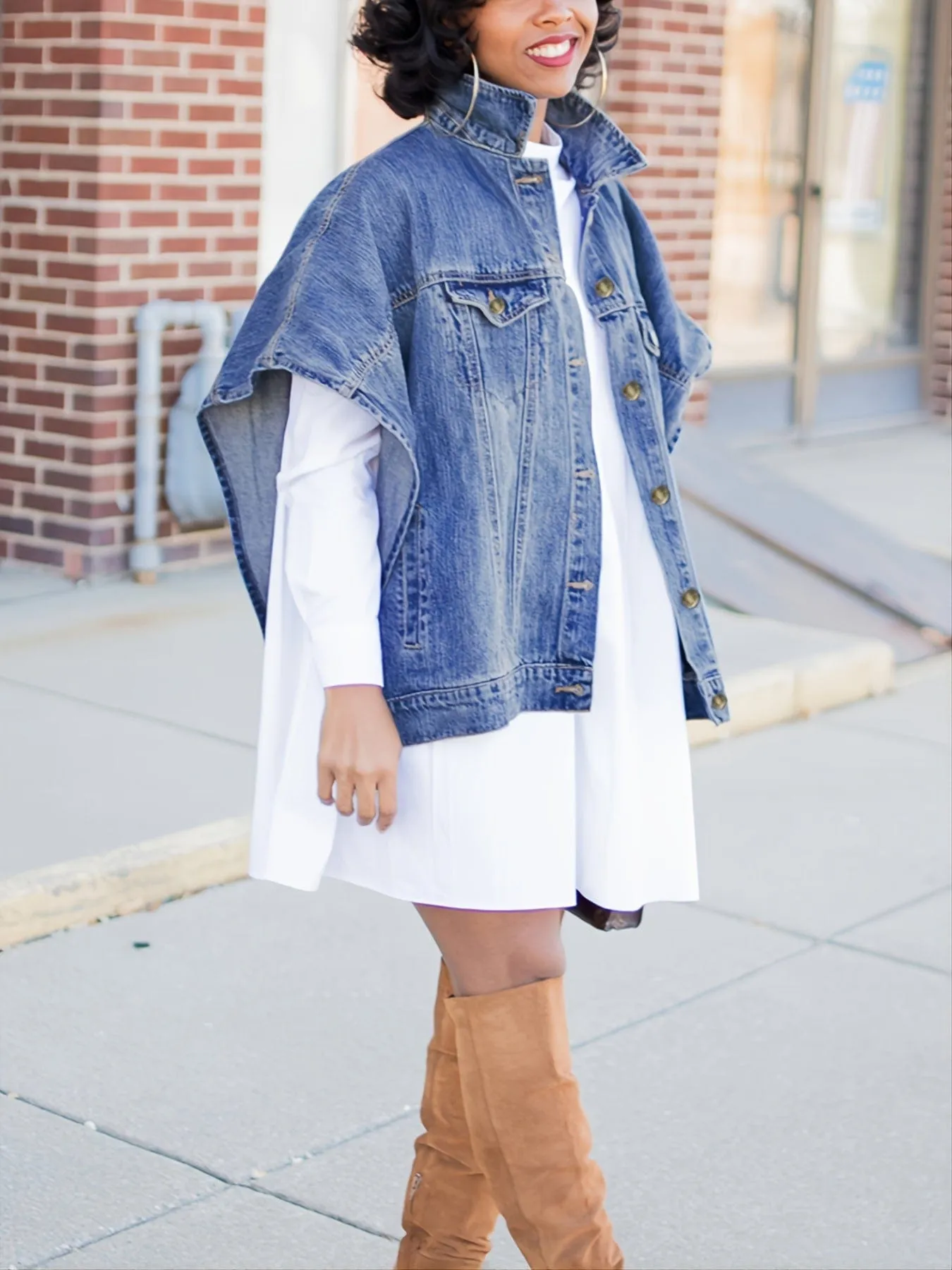 Button-Down Denim Cape