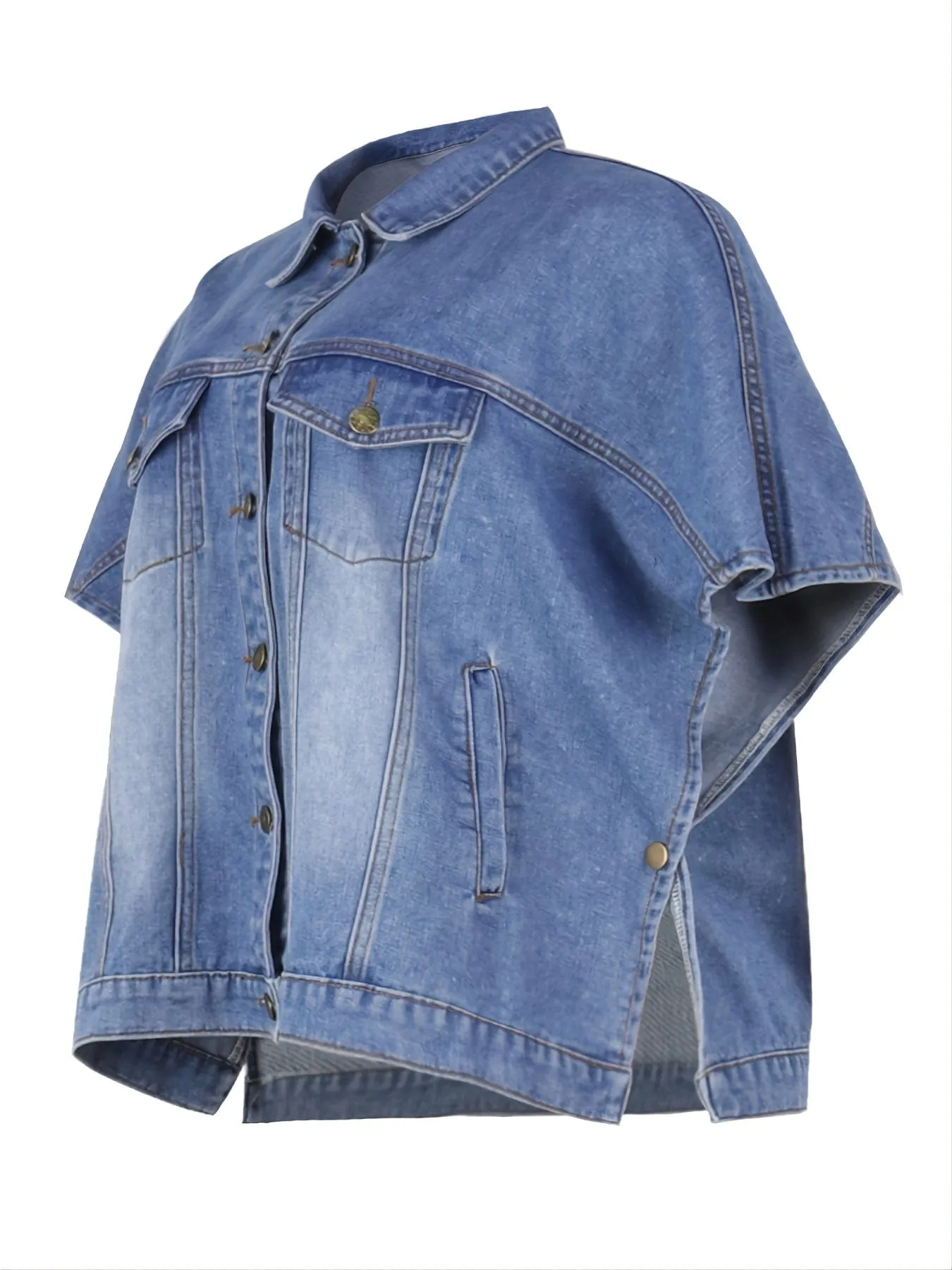 Button-Down Denim Cape