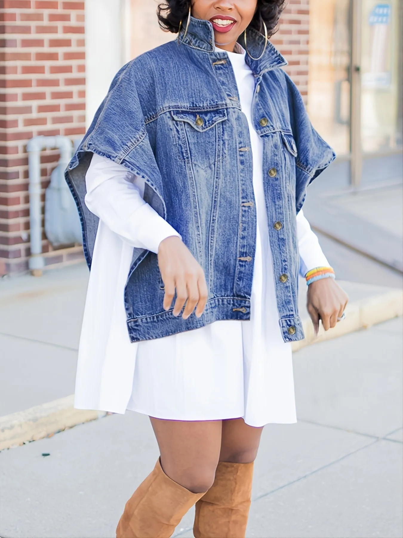 Button-Down Denim Cape