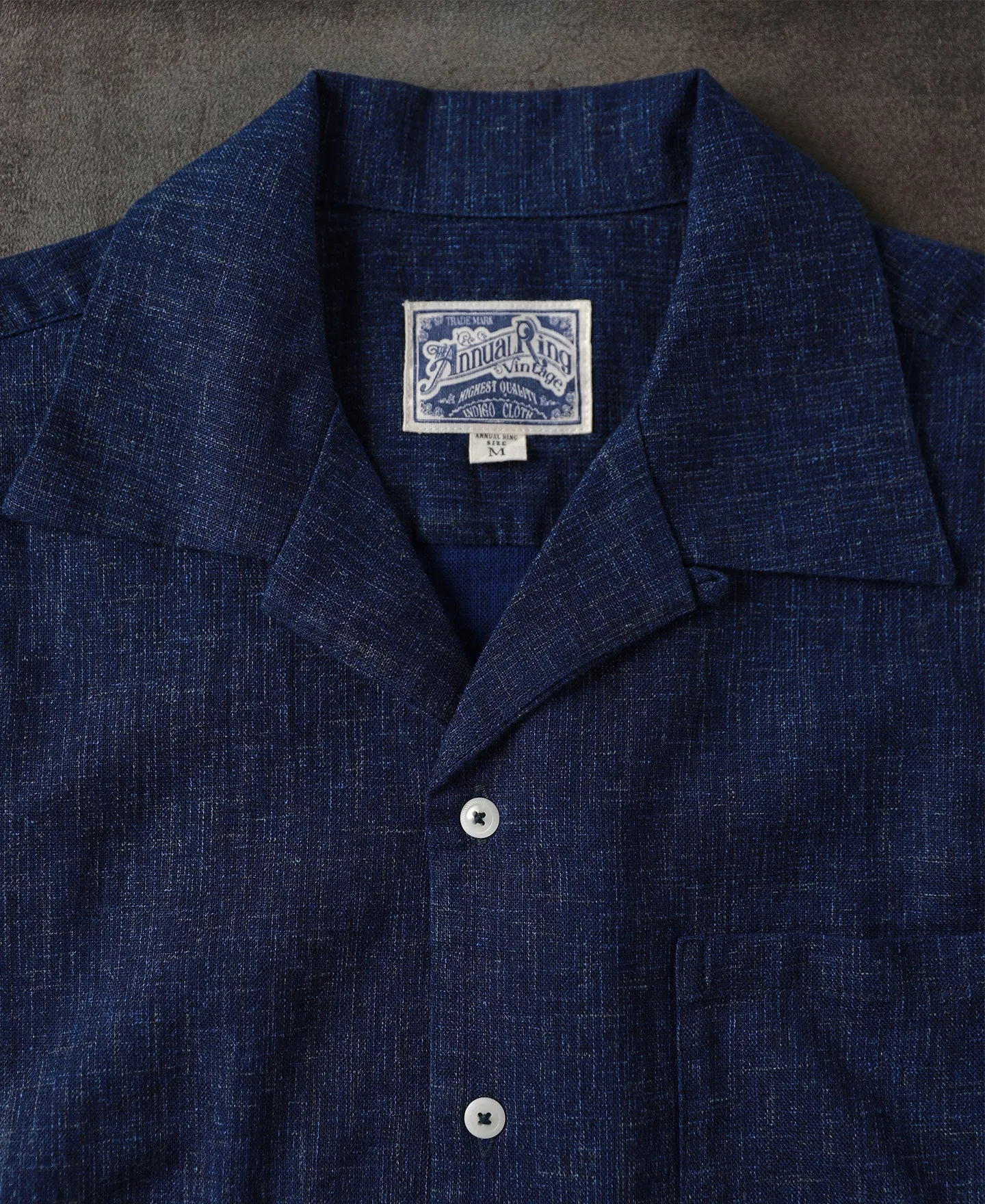 Classic Indigo Print Open Collar Shirt