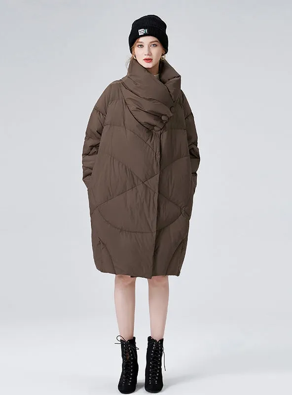 Collar Size Loose Thickened Long Down Jacket