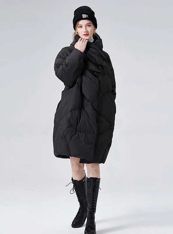 Collar Size Loose Thickened Long Down Jacket