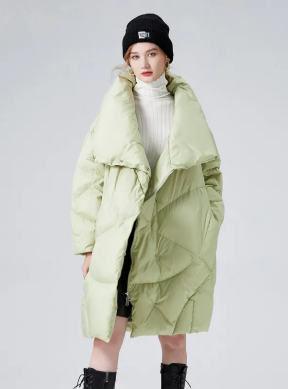 Collar Size Loose Thickened Long Down Jacket