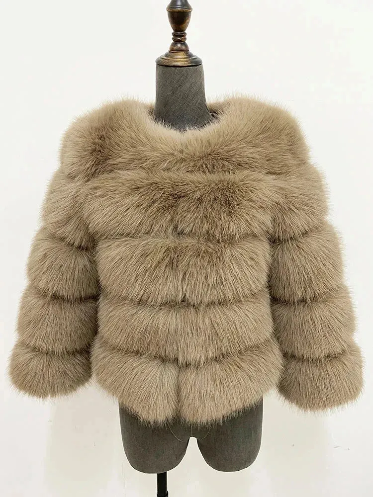 Coloured Winter Fluffy Faux Fur Coat