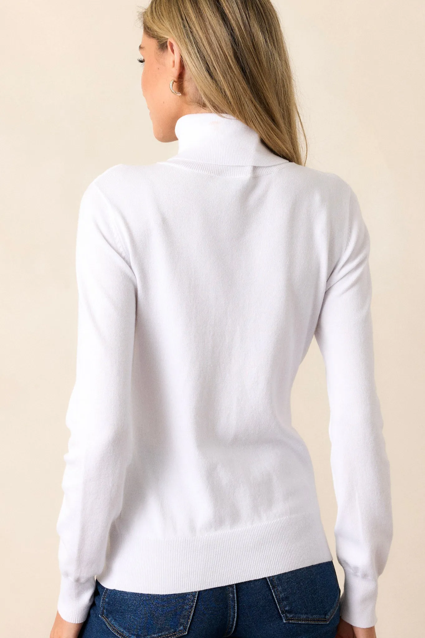 Comfortable Charm White Turtleneck Sweater