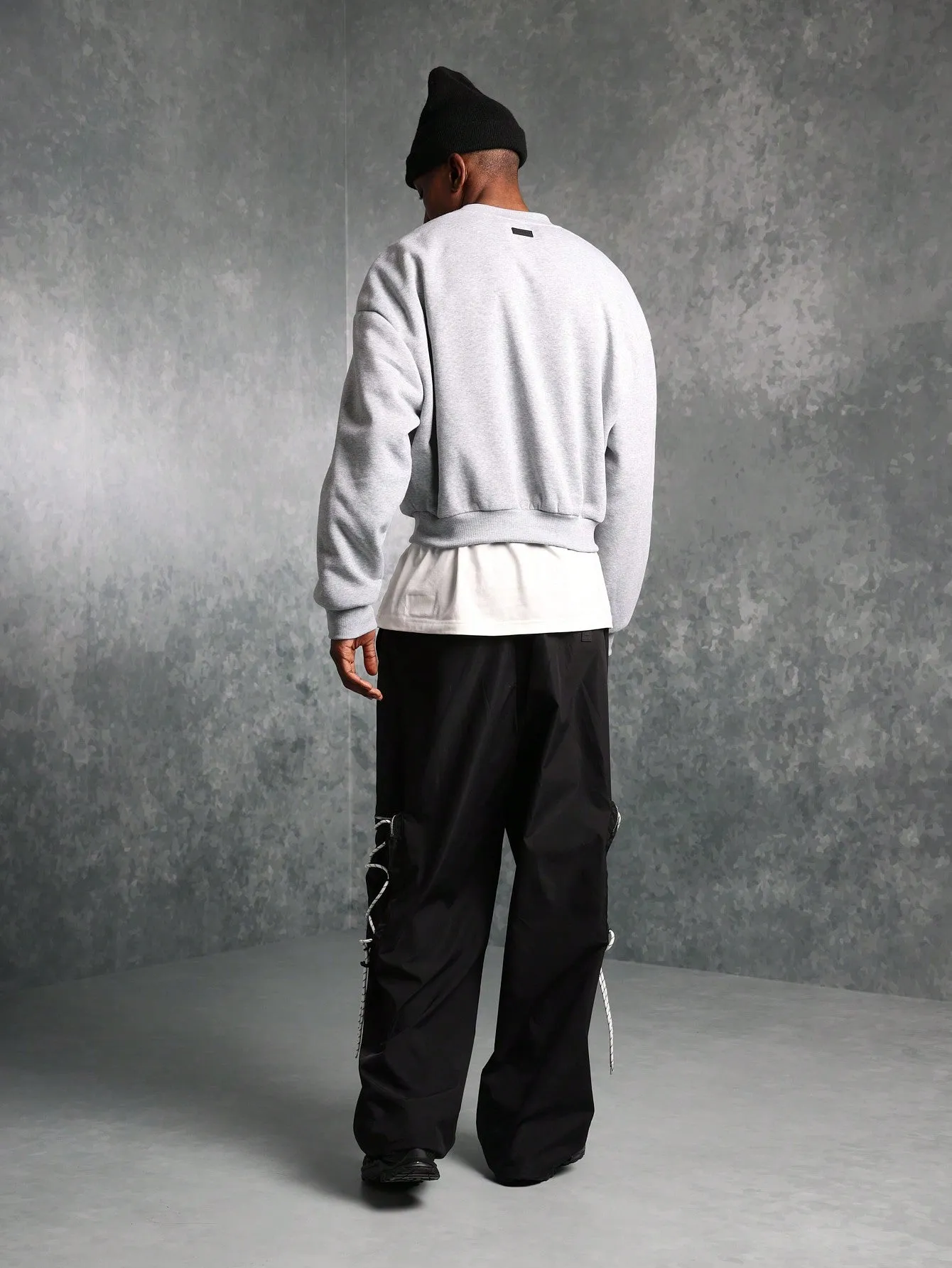 Cropped Sweatshirt With Nylon Inserts