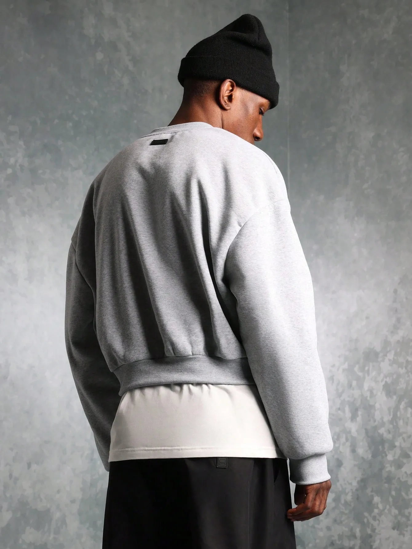 Cropped Sweatshirt With Nylon Inserts