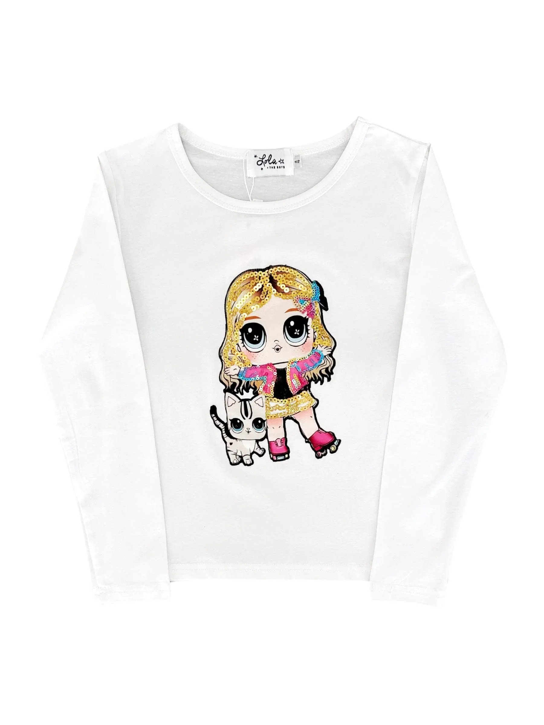 Doll and Cat Long Sleeve Shirt