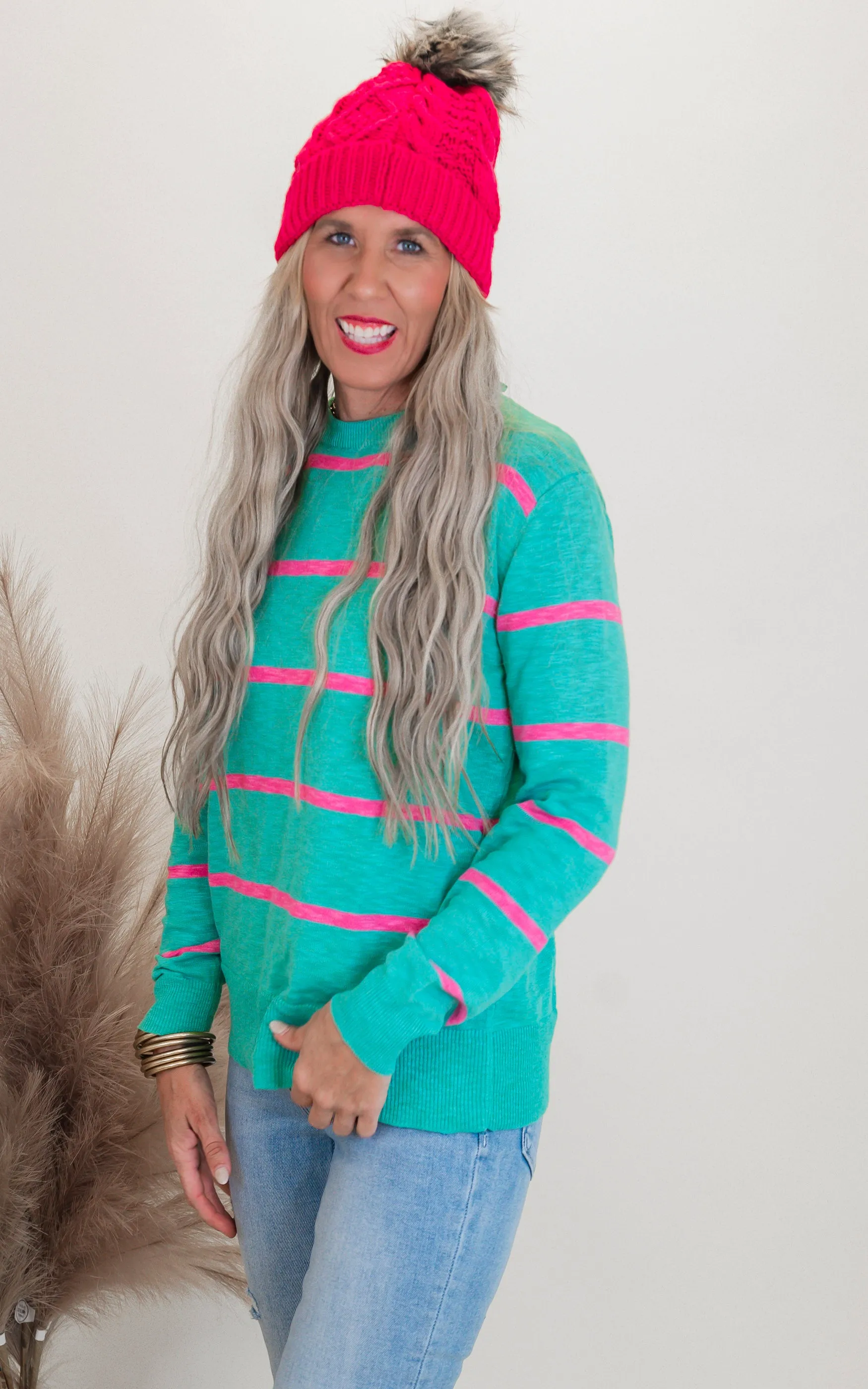 Emerald Punch Striped Sweater