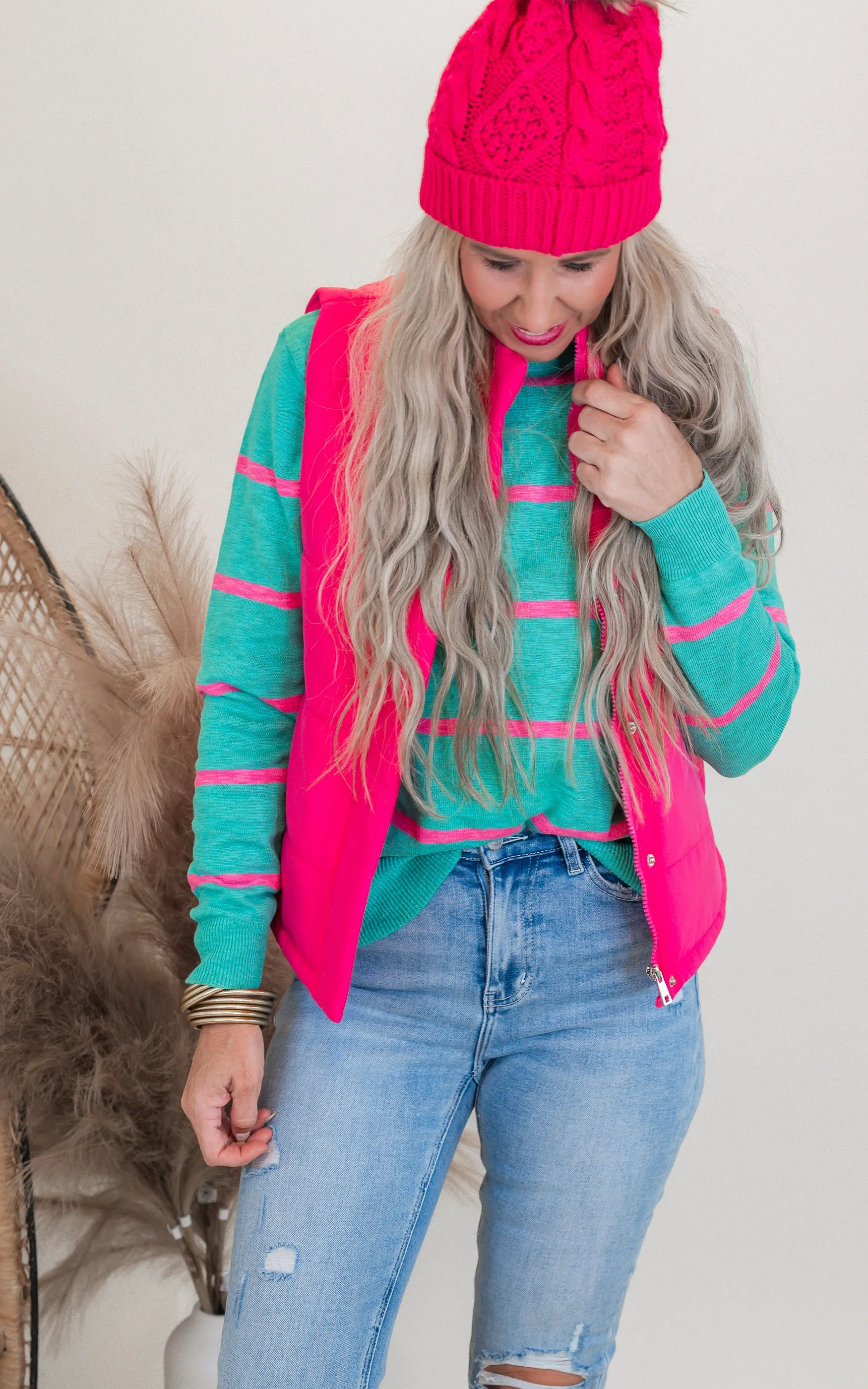 Emerald Punch Striped Sweater