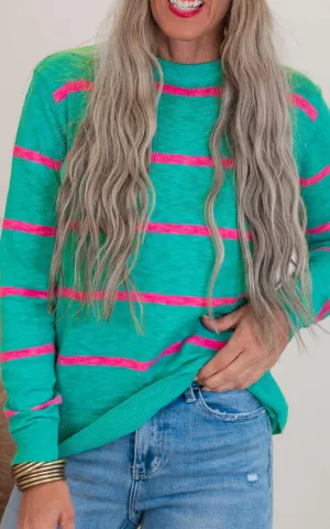 Emerald Punch Striped Sweater