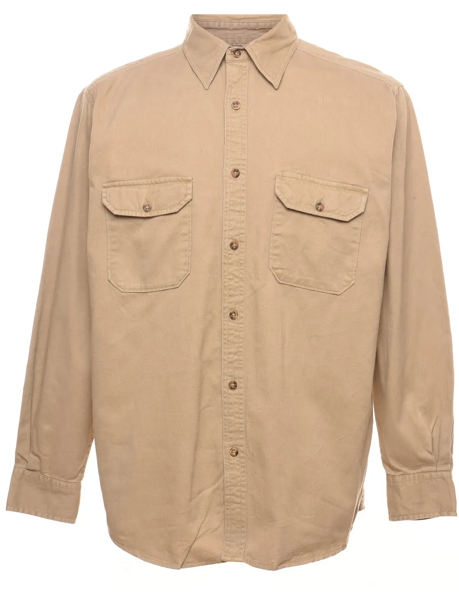 Faded Glory Classic Beige Denim Shirt - M