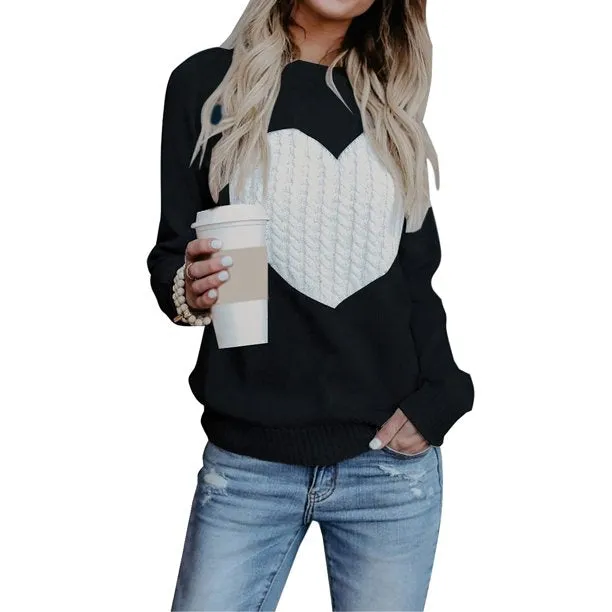 Fantaslook Sweaters for Women Cute Heart Knitted Sweaters Long Sleeve Pullover