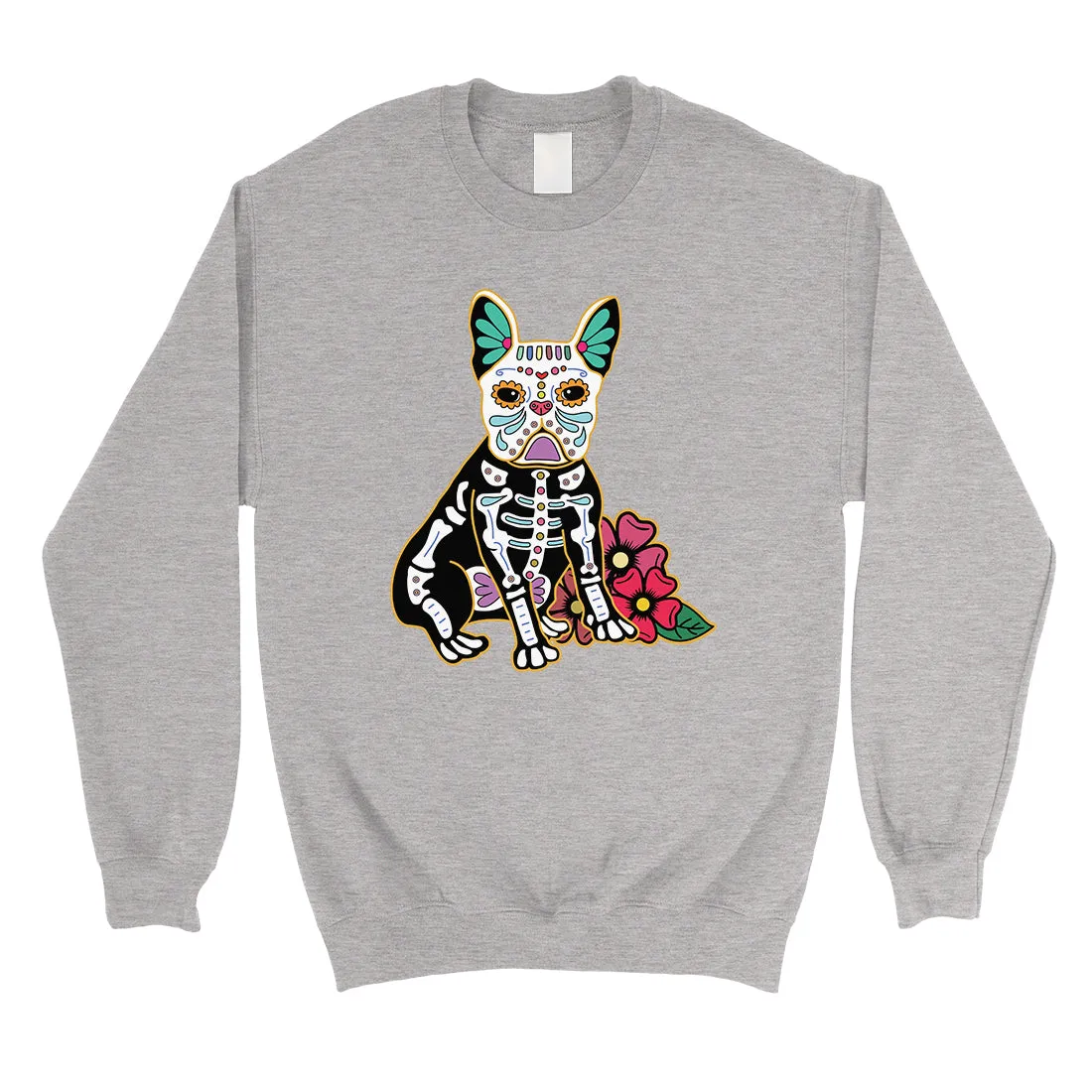 Frenchie Day Of Dead Funny Halloween Unisex Crewneck Sweatshirt