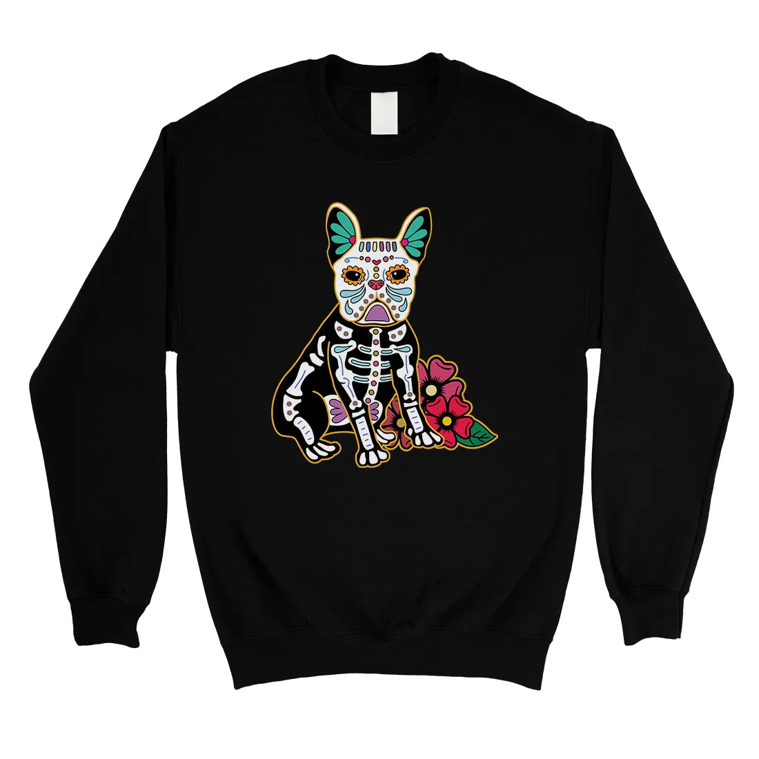 Frenchie Day Of Dead Funny Halloween Unisex Crewneck Sweatshirt