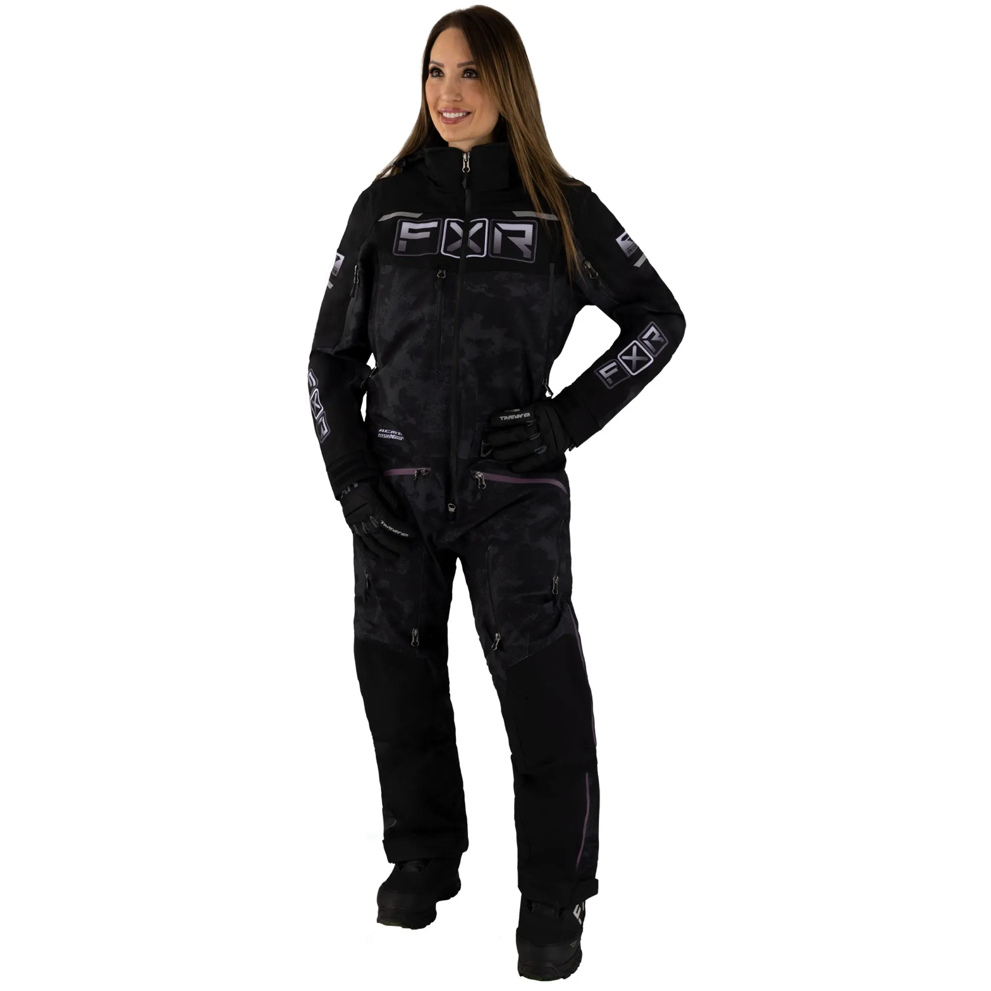 FXR Womens Maverick F.A.S.T. Insulated Monosuit Camo/Muted Grape Fade