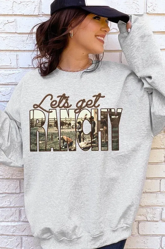 Get Ranchy Oversized Graphic Fleece Sweatshirts