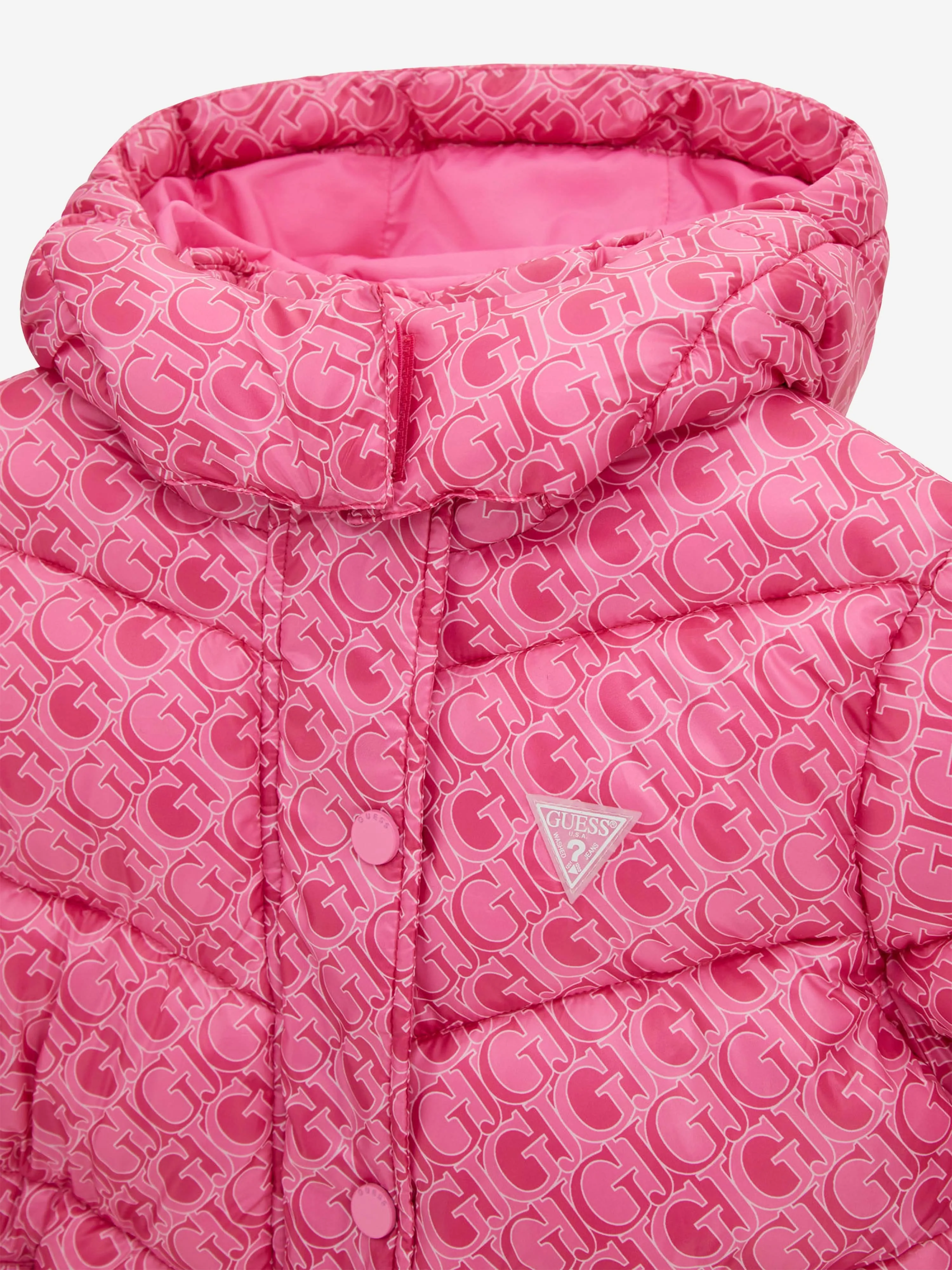 Guess Girls Hooded Puffer Jacket in Pink