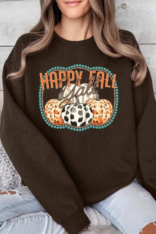 Happy Fall Y'all Graphic Fleece Sweatshirts