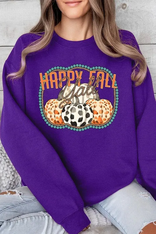 Happy Fall Y'all Graphic Fleece Sweatshirts