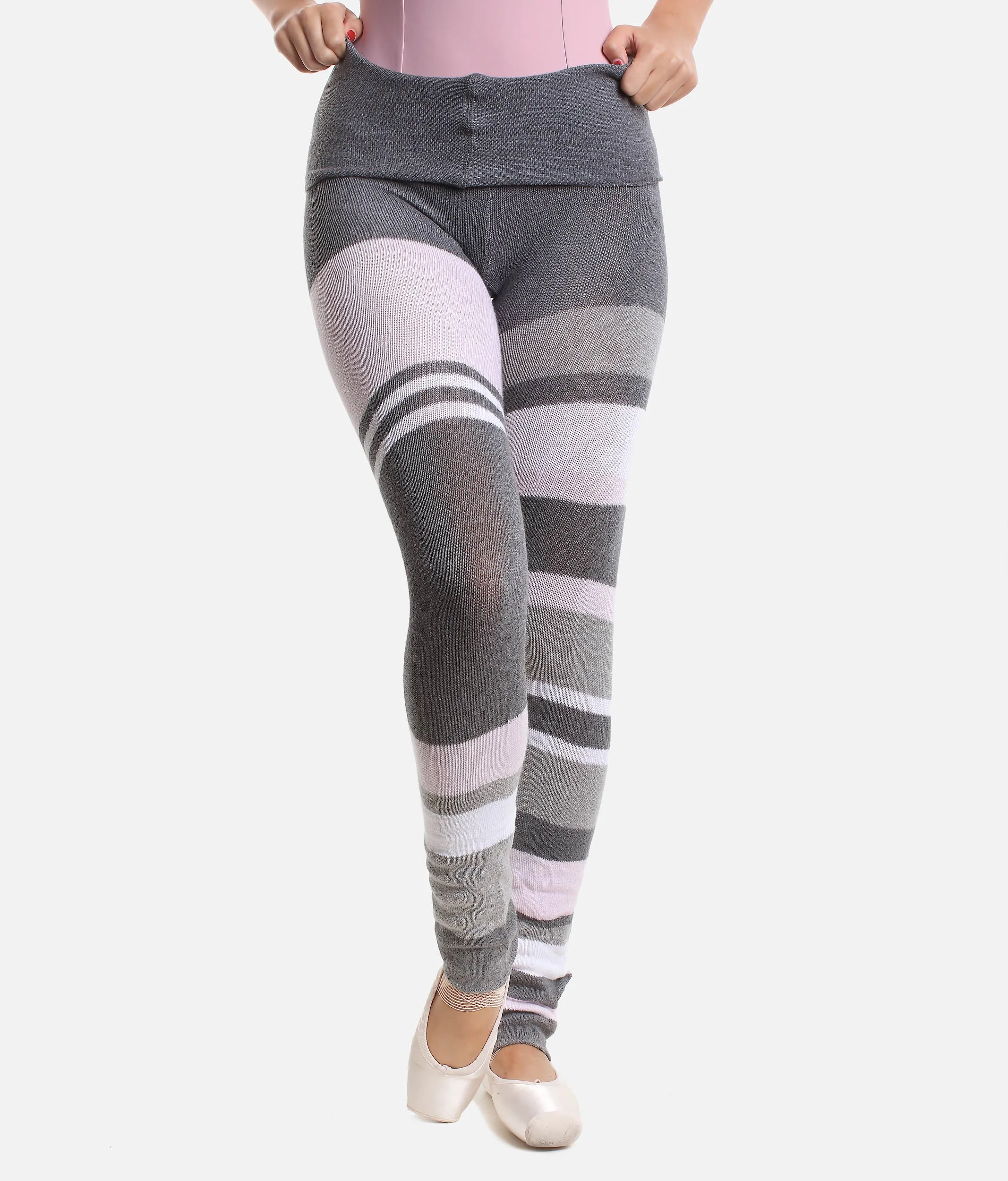 High Waist Striped Knitted Pants, Ballet Warm-up - 5161