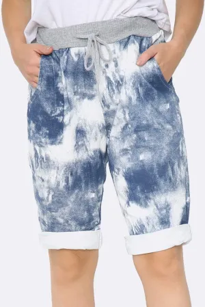 Italian Washed  Tie Dye Print Cropped Pants