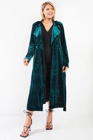 Junior Plus Hunter Green Velvet Long Sleeve Maxi Smoking Jacket /3-2-2