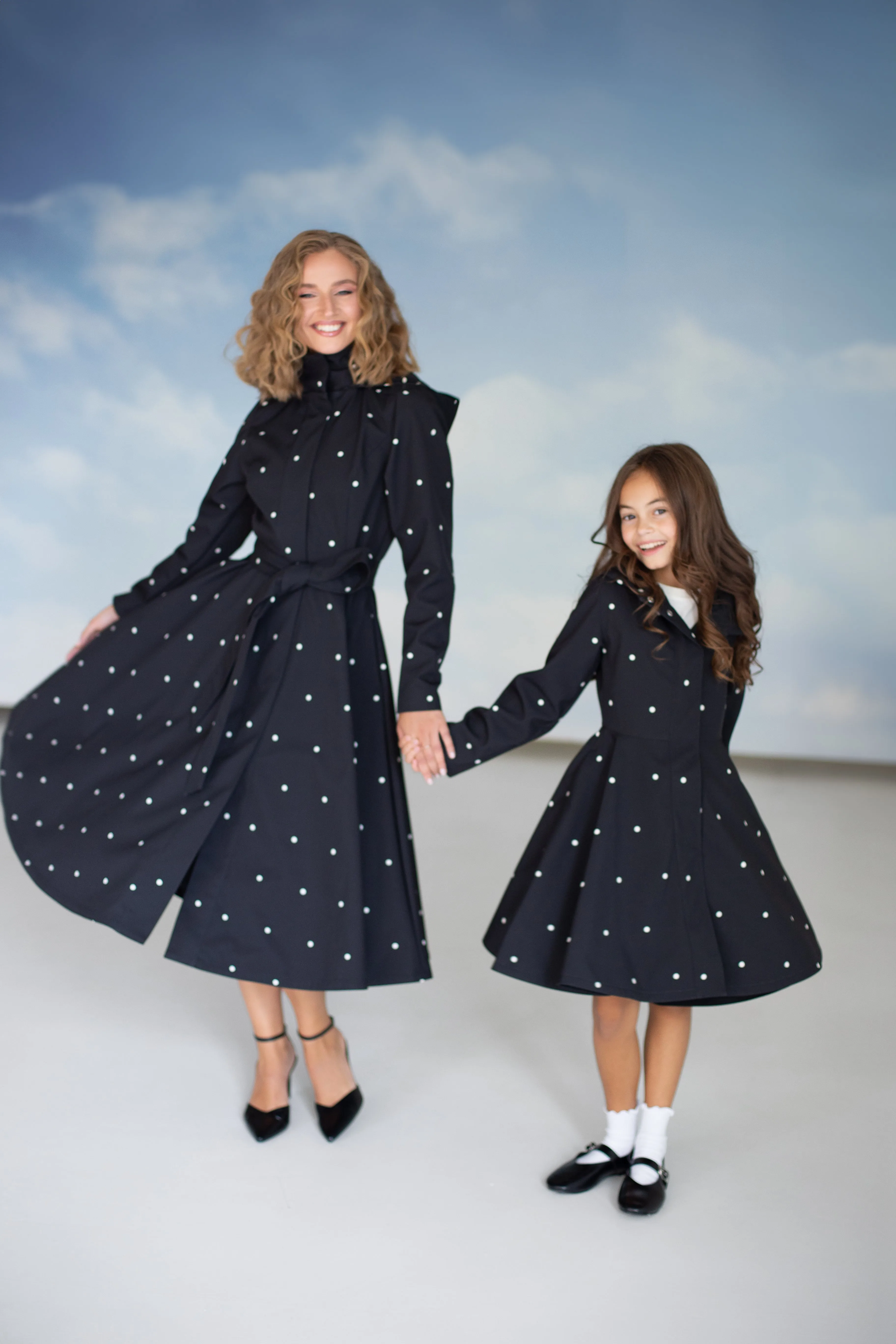 Kids' Coat Black Polka Dots