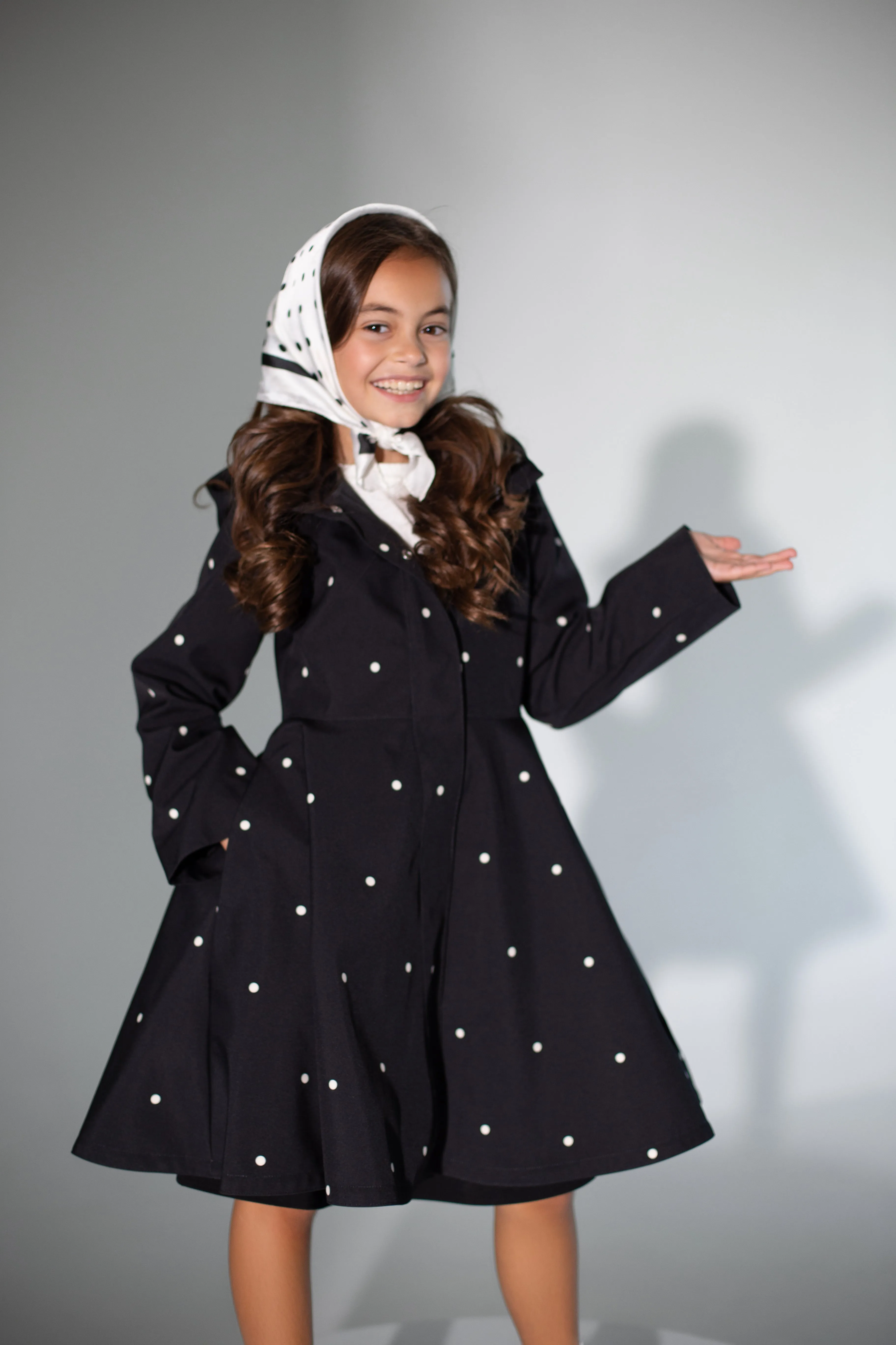 Kids' Coat Black Polka Dots