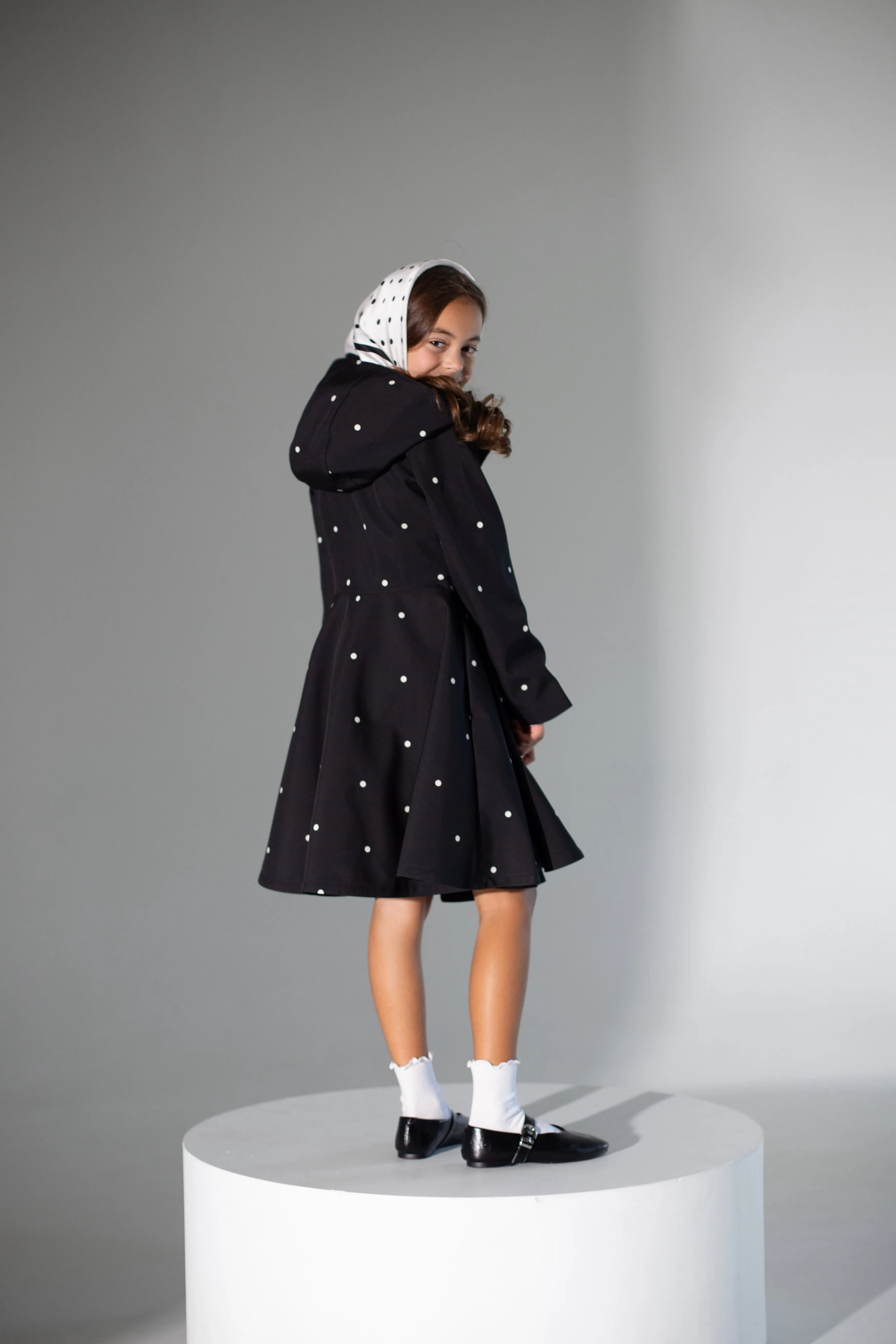 Kids' Coat Black Polka Dots