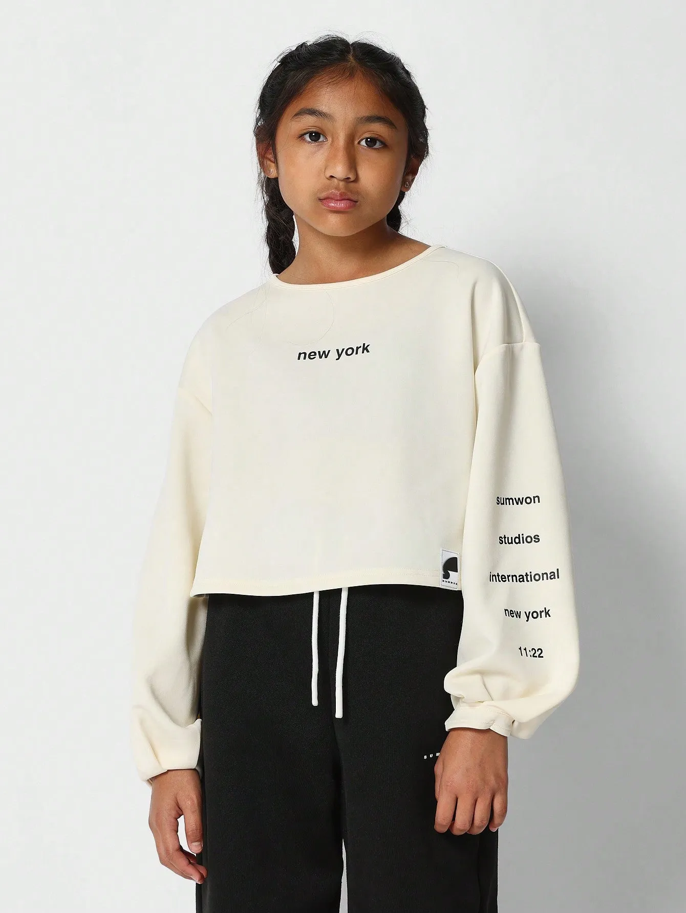 Kids Crop Sweatshirt With Print