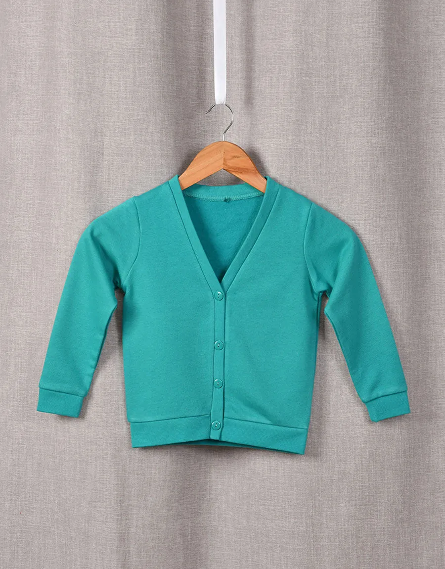 Kid's Fleece Cardigan, Aqua