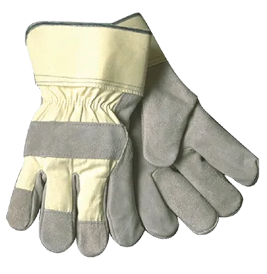 Kinco 1720 Suede Cowhide Safety Cuff with Shirred Elastic Wrist, Wrap Around Index Finger, Wing Thumb Design Gloves (One Dozen)